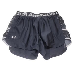 Women's Under Armour Play Up Loose Running Shorts XS Black Gray Print EUC